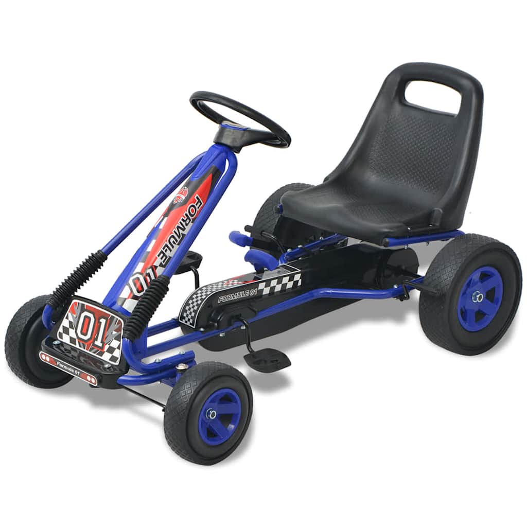 vidaXL Kart con pedales asiento ajustable azul