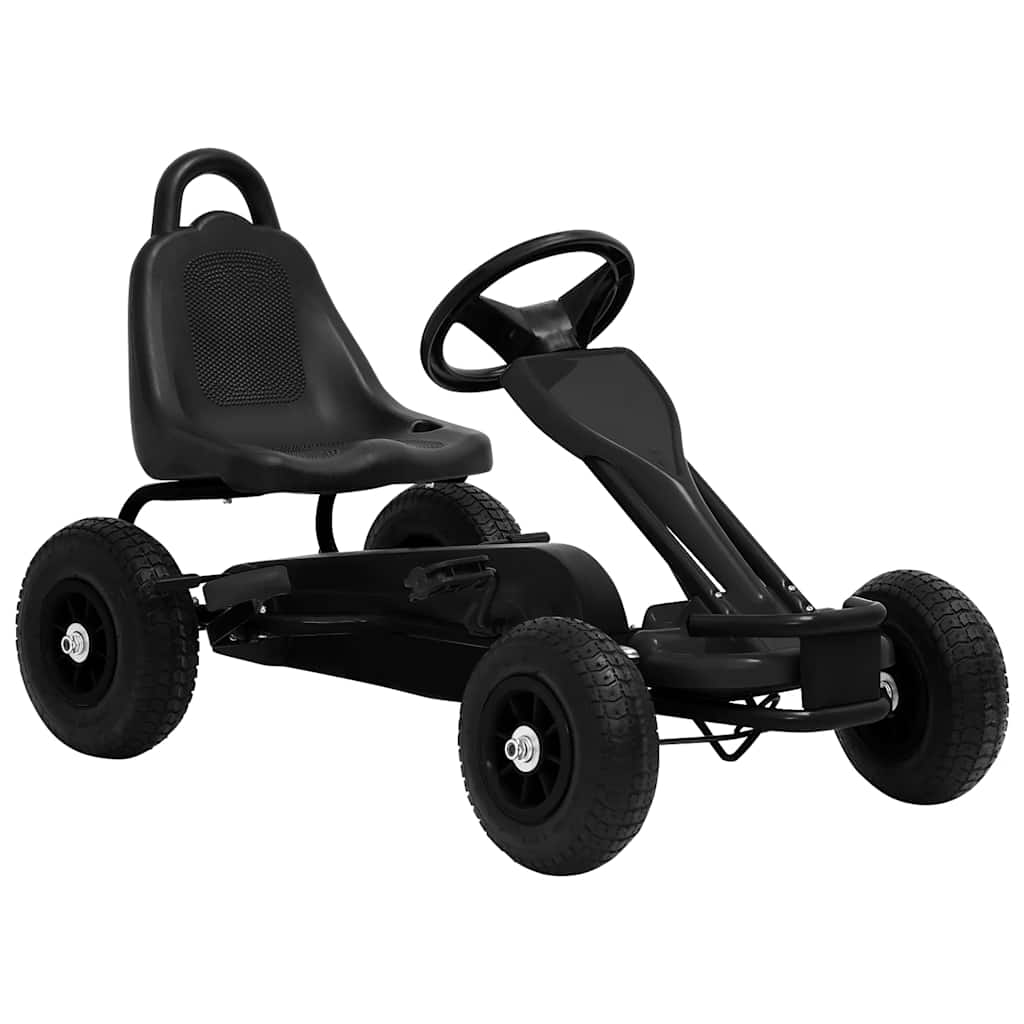 vidaXL Kart de pedales con neumáticos negro