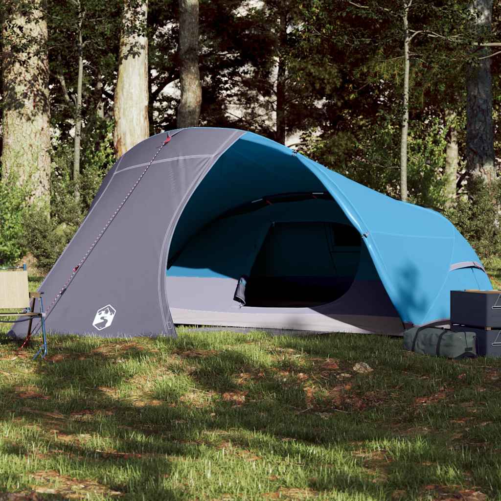vidaXL Tienda de campaña iglú para 4 personas impermeable azul