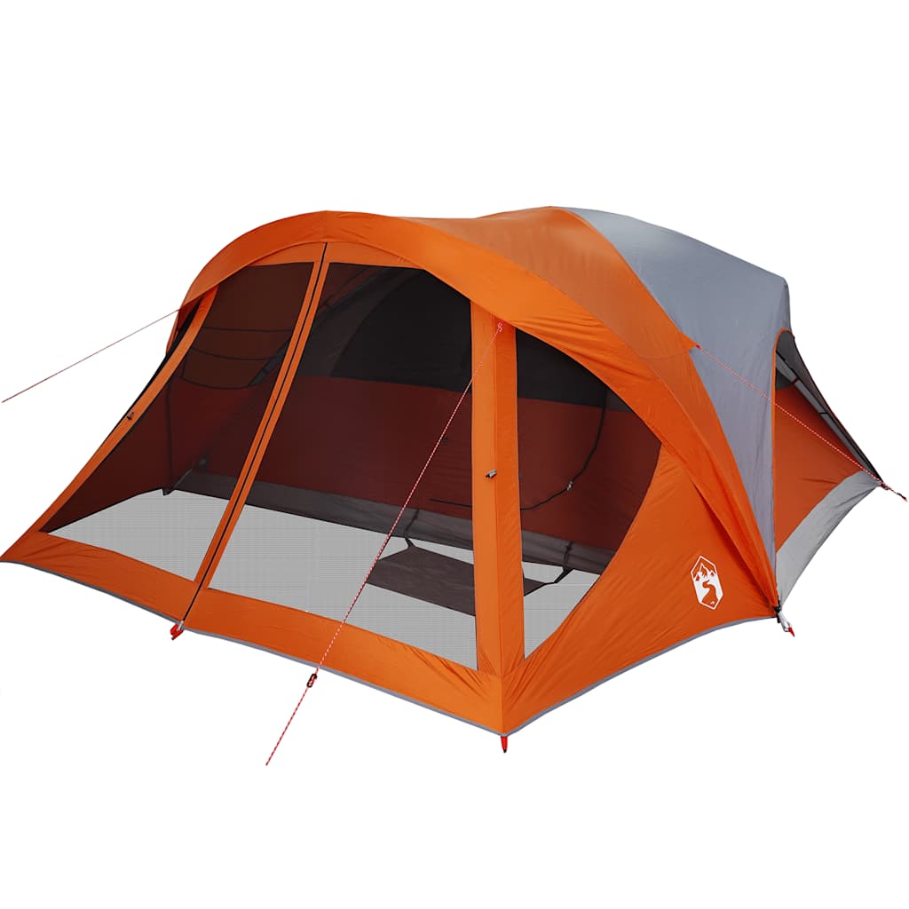 vidaXL Tienda de campaña familiar 6 personas impermeable gris naranja - Image 5