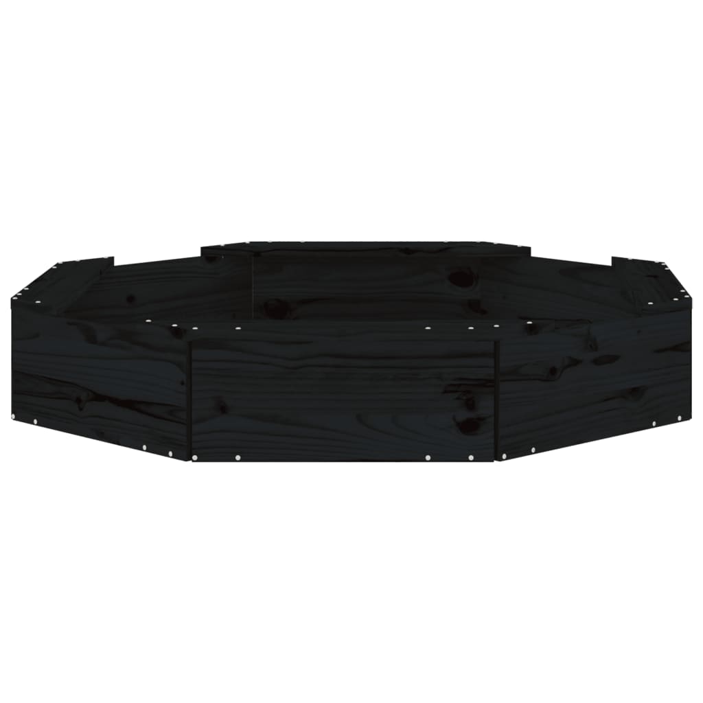 vidaXL Arenero con asientos octógono madera maciza de pino negro - Image 4