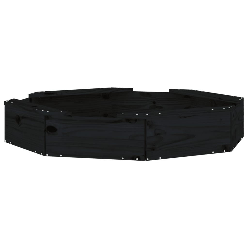 vidaXL Arenero con asientos octógono madera maciza de pino negro - Image 6
