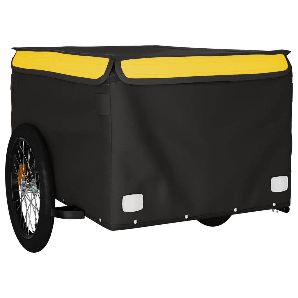 vidaXL Remolque para bicicleta hierro negro y amarillo 45 kg - Image 4