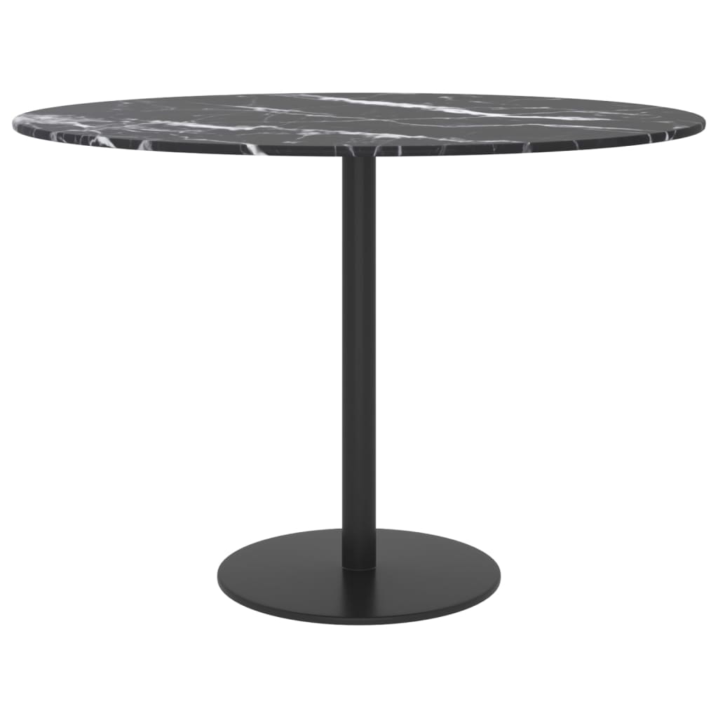vidaXL Tablero de mesa diseño mármol vidrio templado negro Ø60x0,8 cm - Image 3
