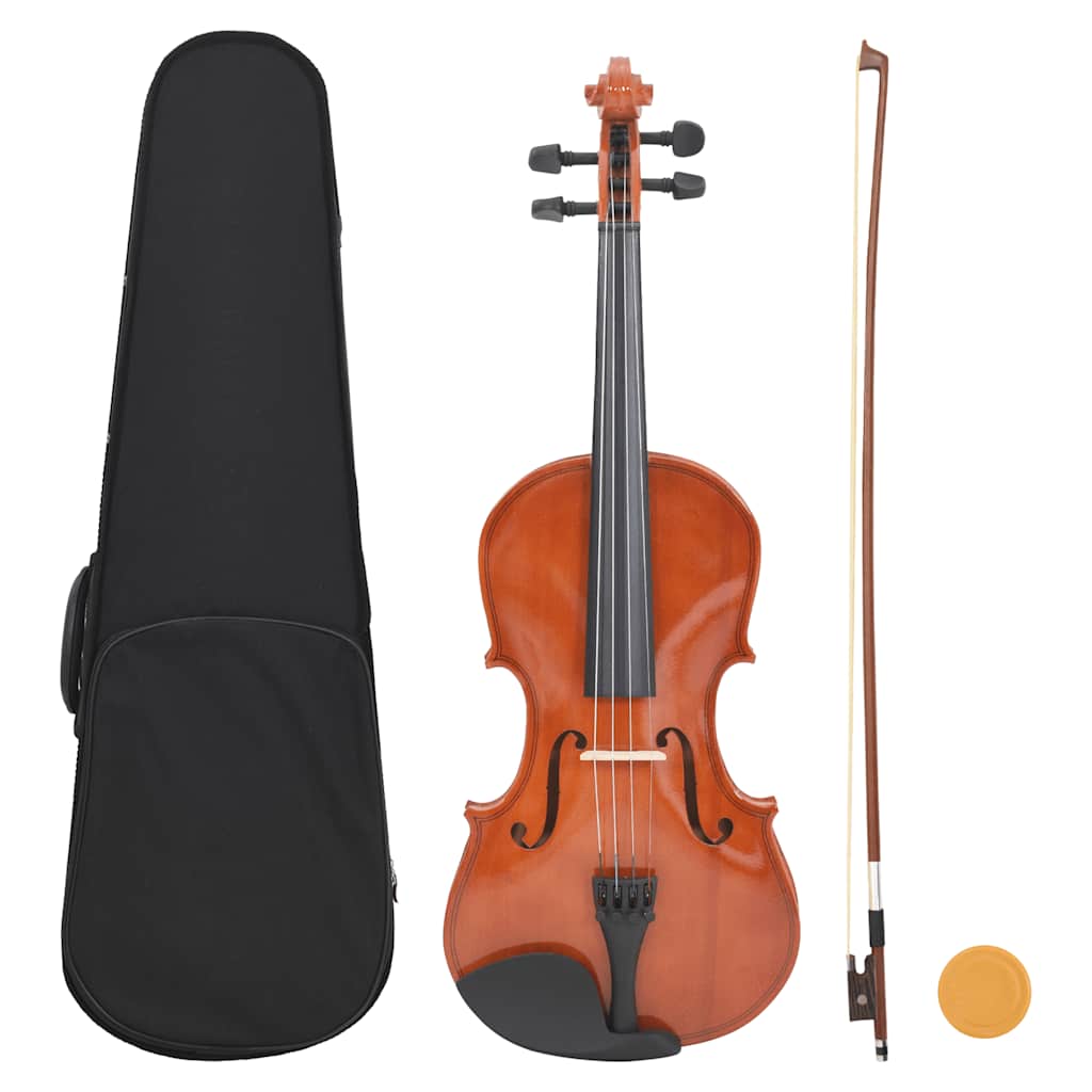 vidaXL Juego completo de violín con arco y barbada madera oscura 4/4