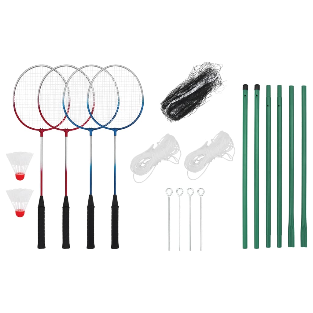 vidaXL Set de bádminton con 4 raquetas y red 620x151 cm