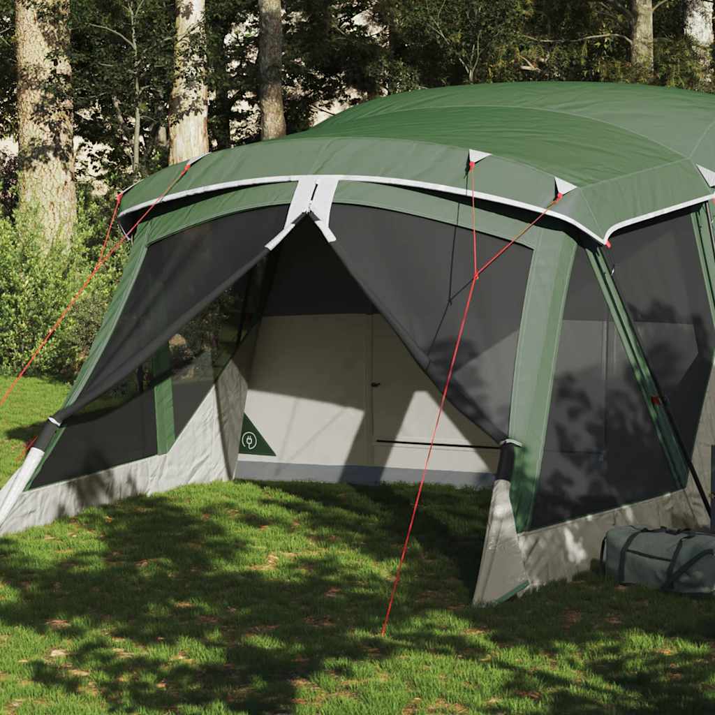 vidaXL Tienda de campaña con porche 4 personas impermeable verde
