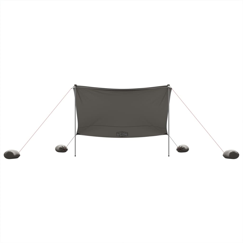 vidaXL Toldo de playa con anclas de arena gris 304x300 cm - Image 4