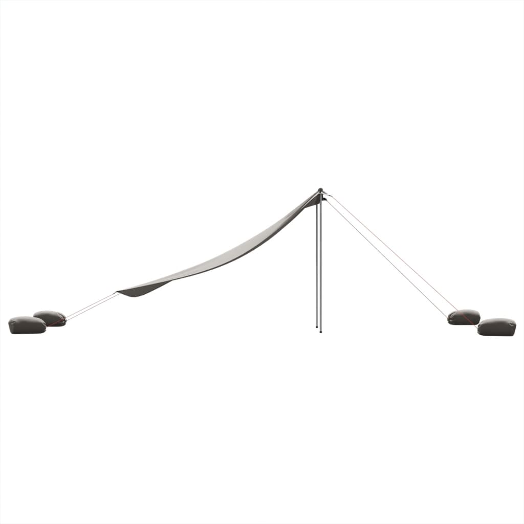 vidaXL Toldo de playa con anclas de arena gris 304x300 cm - Image 5