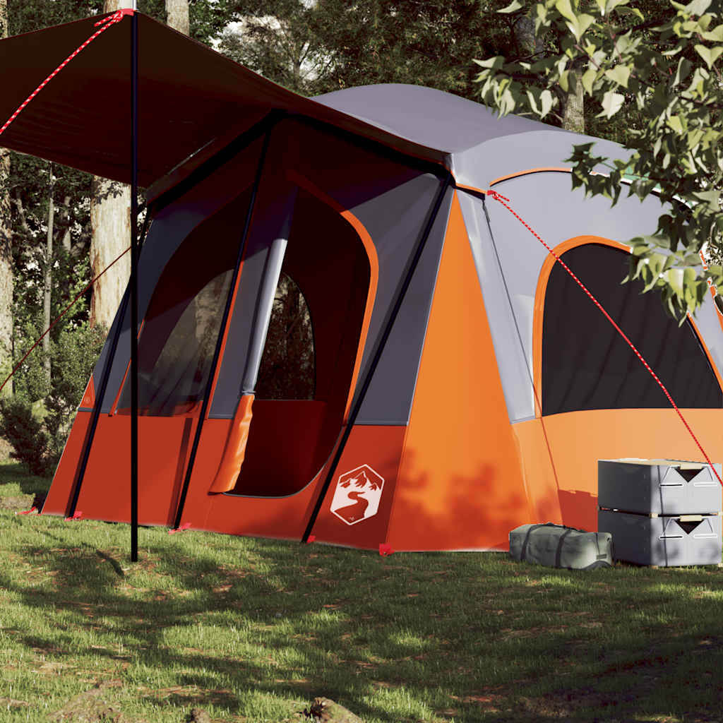 vidaXL Tienda de campaña para 5 personas impermeable gris y naranja