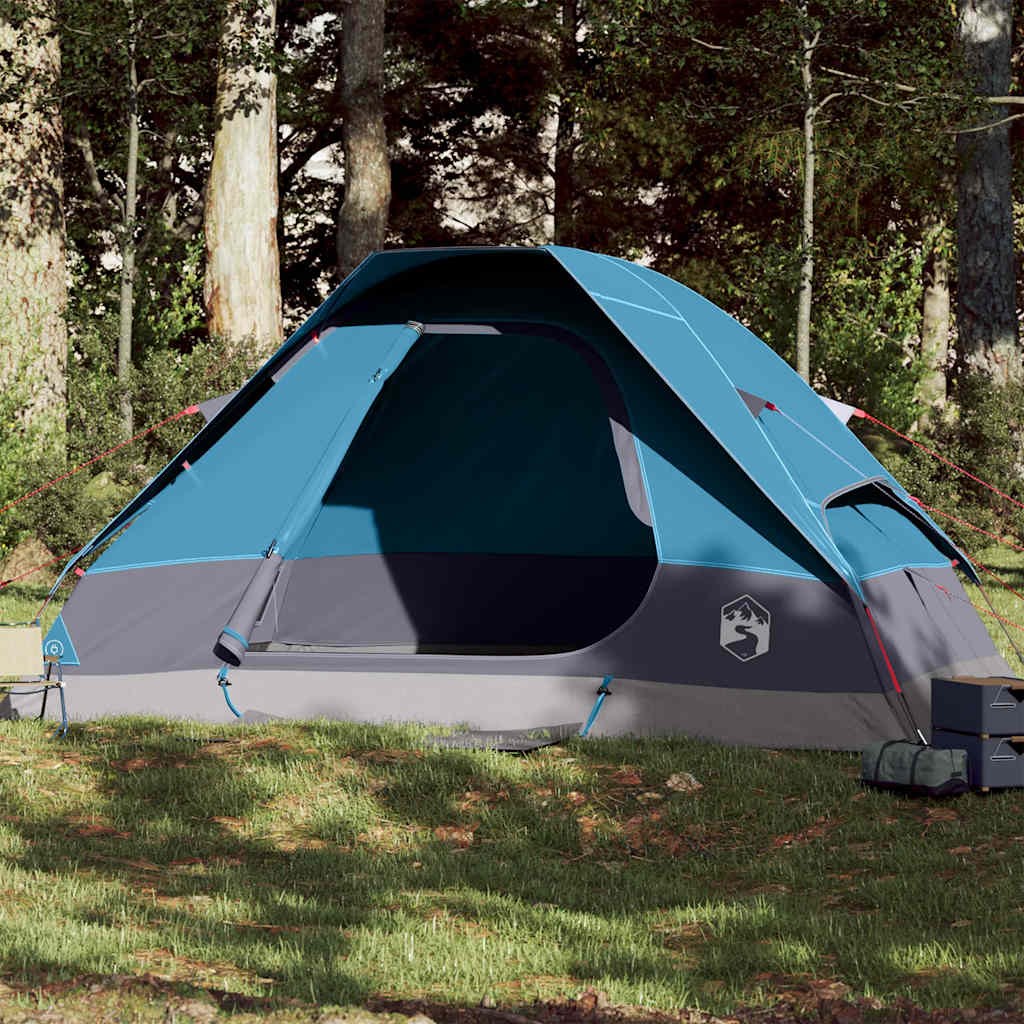 vidaXL Tienda de campaña familiar iglú 6 personas impermeable azul