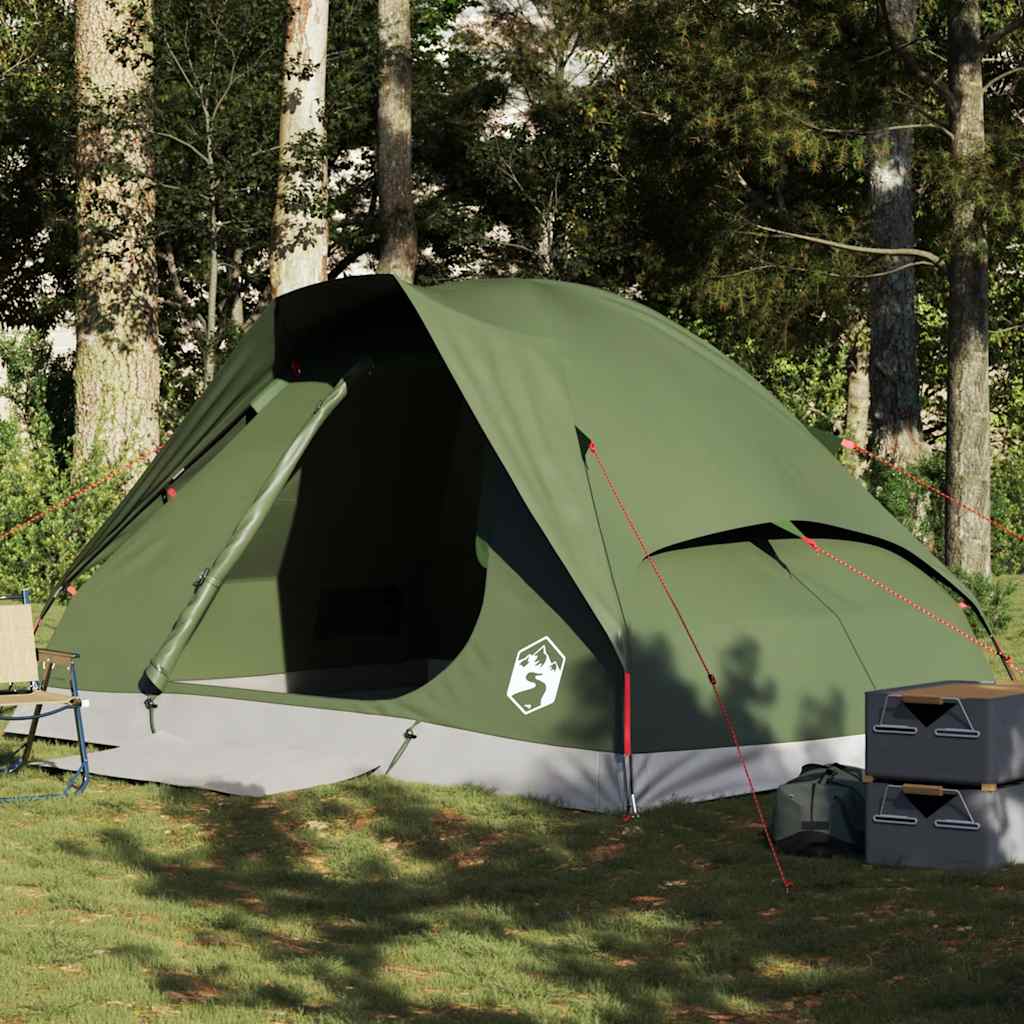 vidaXL Tienda de campaña iglú para 4 personas impermeable verde oliva