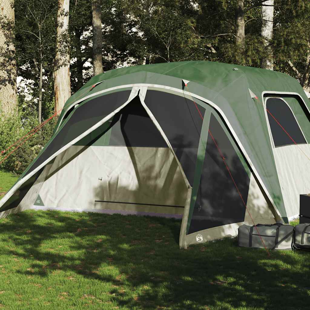 vidaXL Tienda campaña familiar con porche 6 personas impermeable verde
