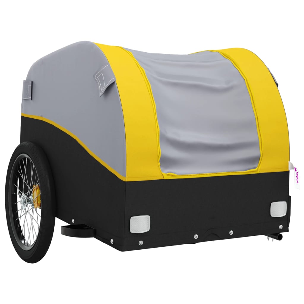 vidaXL Remolque para bicicleta hierro negro y amarillo 45 kg - Image 4