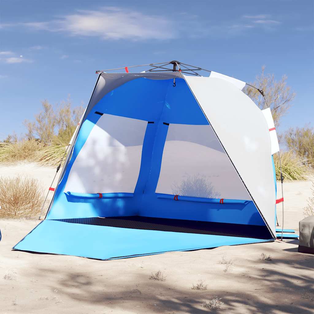 vidaXL Tienda de playa 3 personas impermeable apertura rápida azul