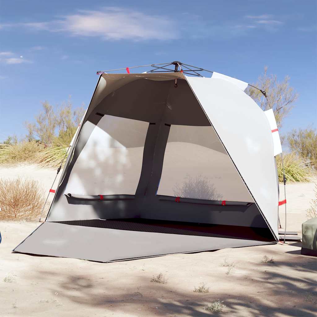 vidaXL Tienda de playa 3 personas impermeable apertura rápida gris