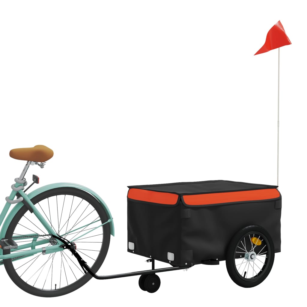 vidaXL Remolque para bicicleta hierro negro y naranja 45 kg - Image 3