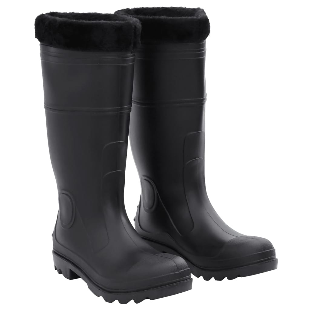 vidaXL Botas de agua con calcetines extraíbles negro número 43 PVC