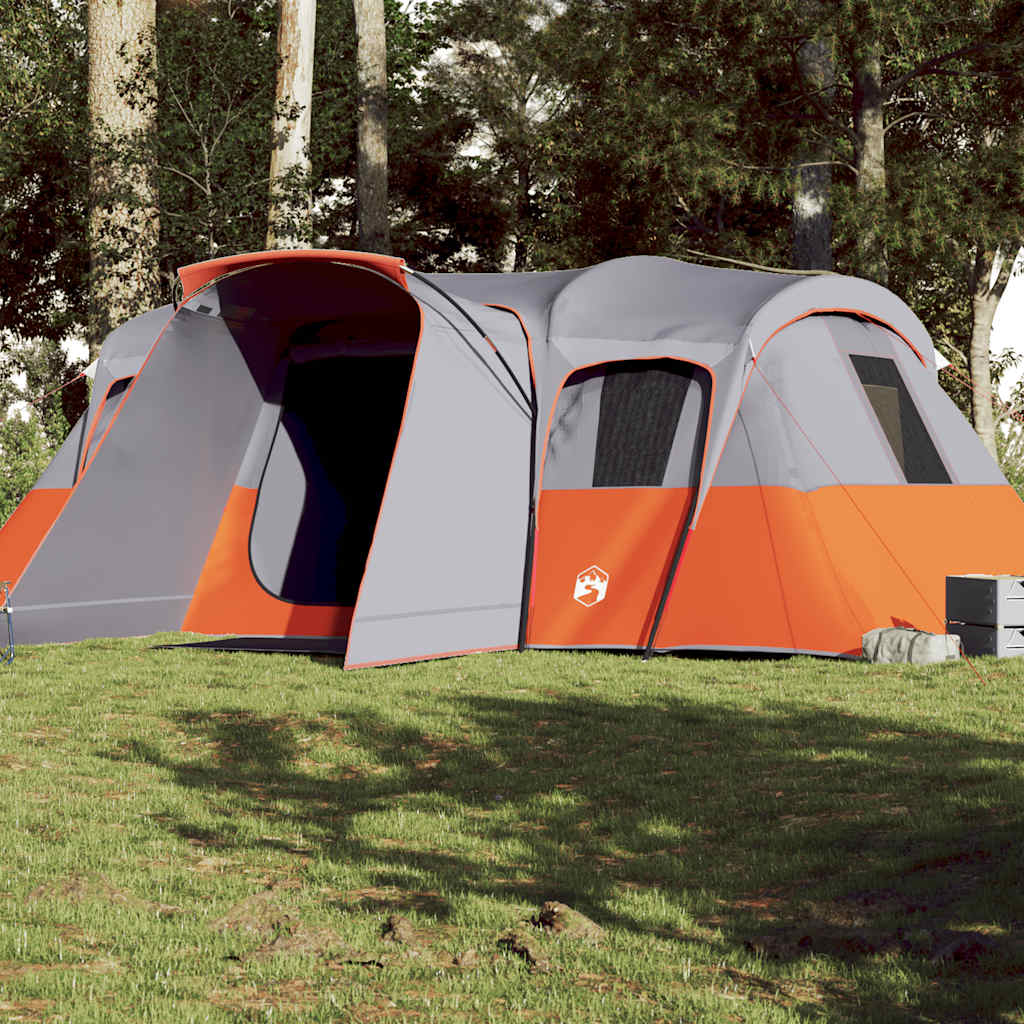vidaXL Tienda de campaña familiar túnel 16 personas impermeable gris