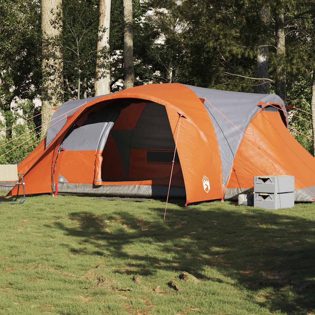 vidaXL Tienda familiar con cúpula impermeable 6 personas gris naranja