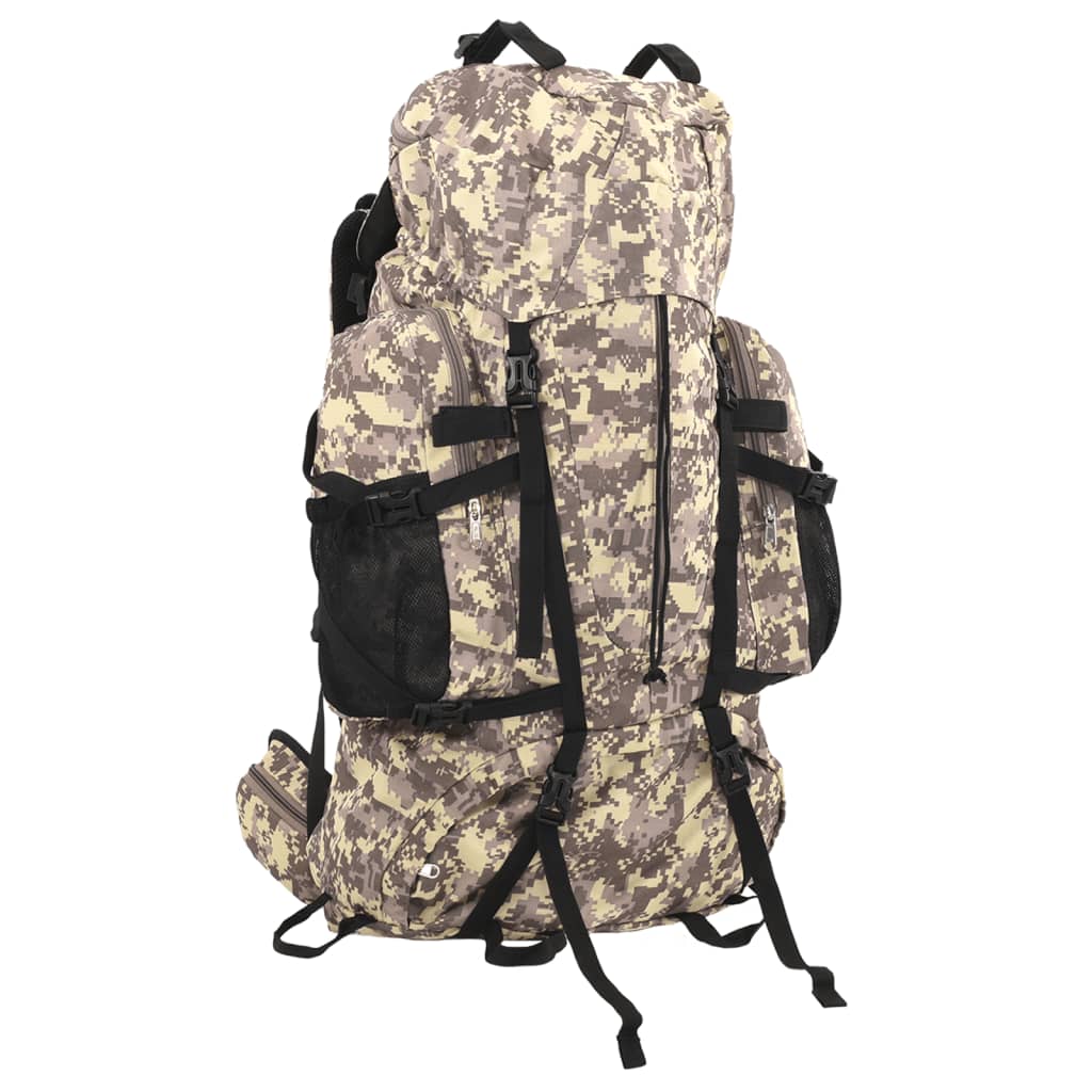 vidaXL Mochila de senderismo tela oxford marrón camuflaje 100 l
