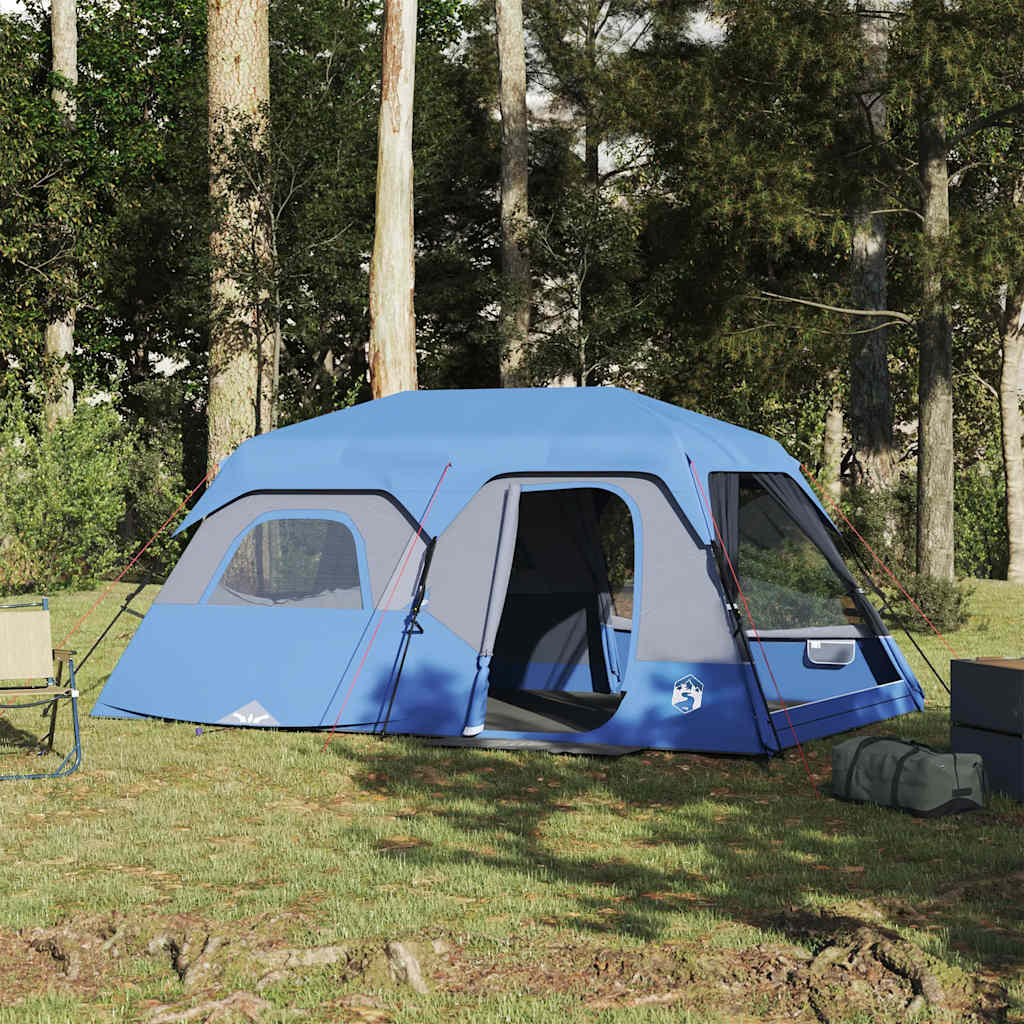 vidaXL Tienda familiar 9 personas impermeable apertura rápida azul