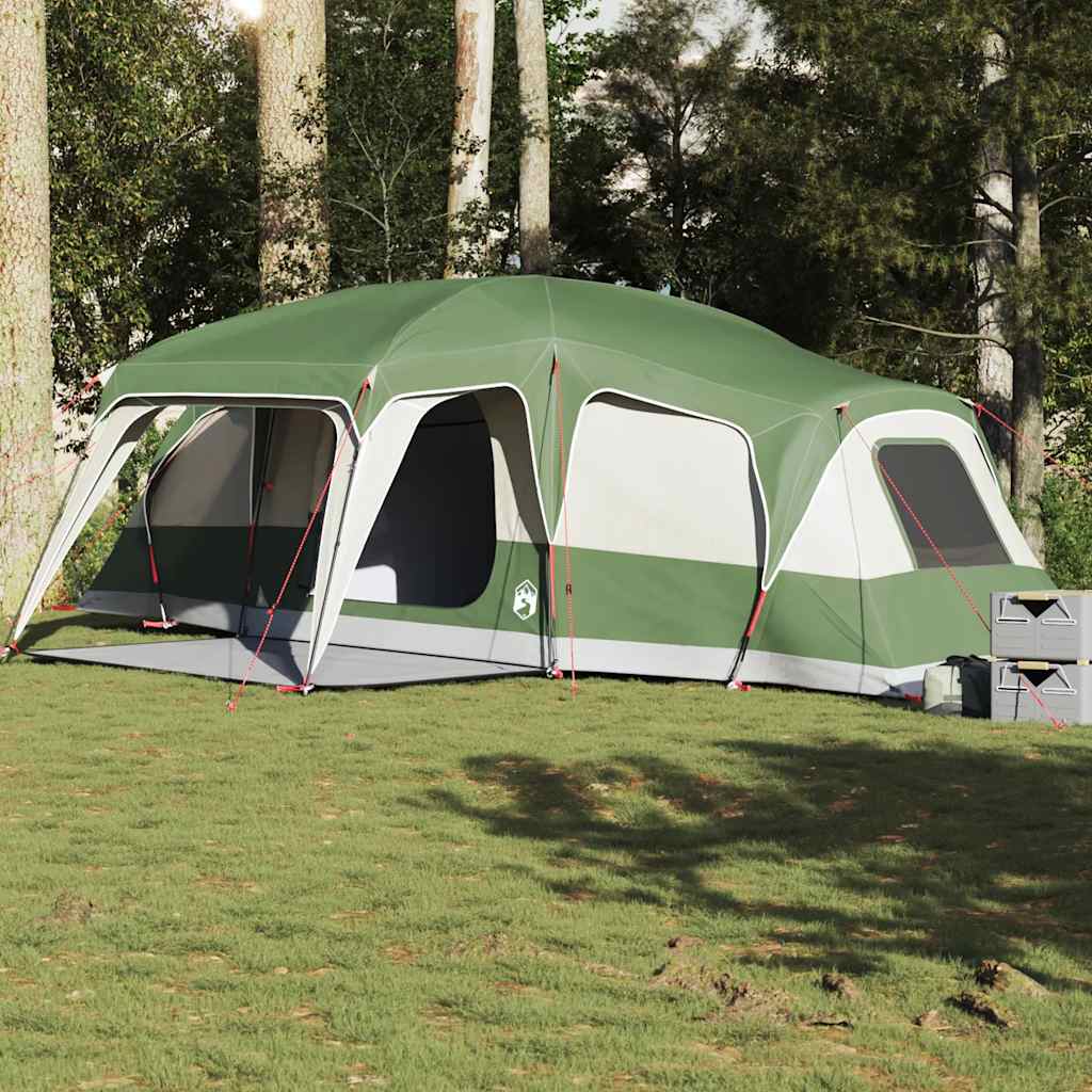 vidaXL Tienda familiar con porche 9 personas impermeable verde