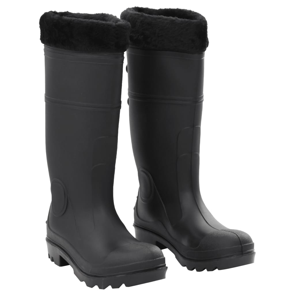 vidaXL Botas de agua con calcetines extraíbles negro número 40 PVC