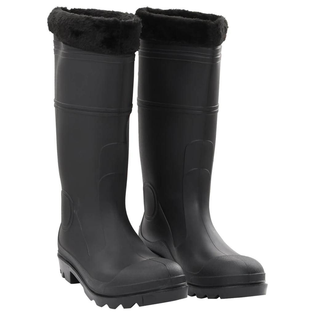 vidaXL Botas de agua con calcetines extraíbles negro número 45 PVC