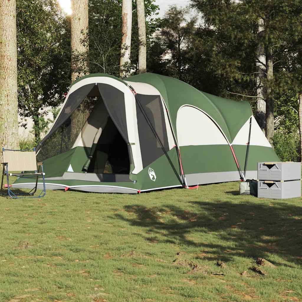 vidaXL Tienda de campaña familiar túnel 8 personas impermeable verde