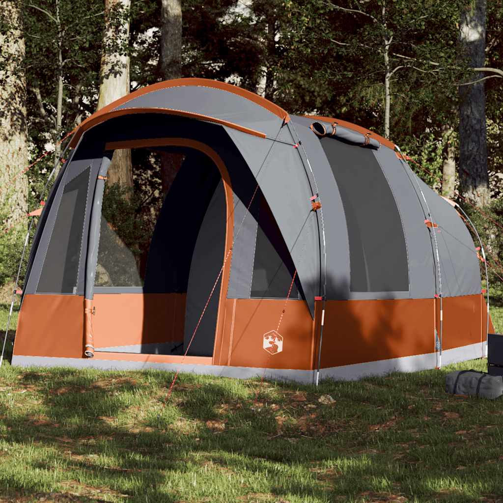 vidaXL Tienda de campaña túnel 3 personas impermeable gris y naranja