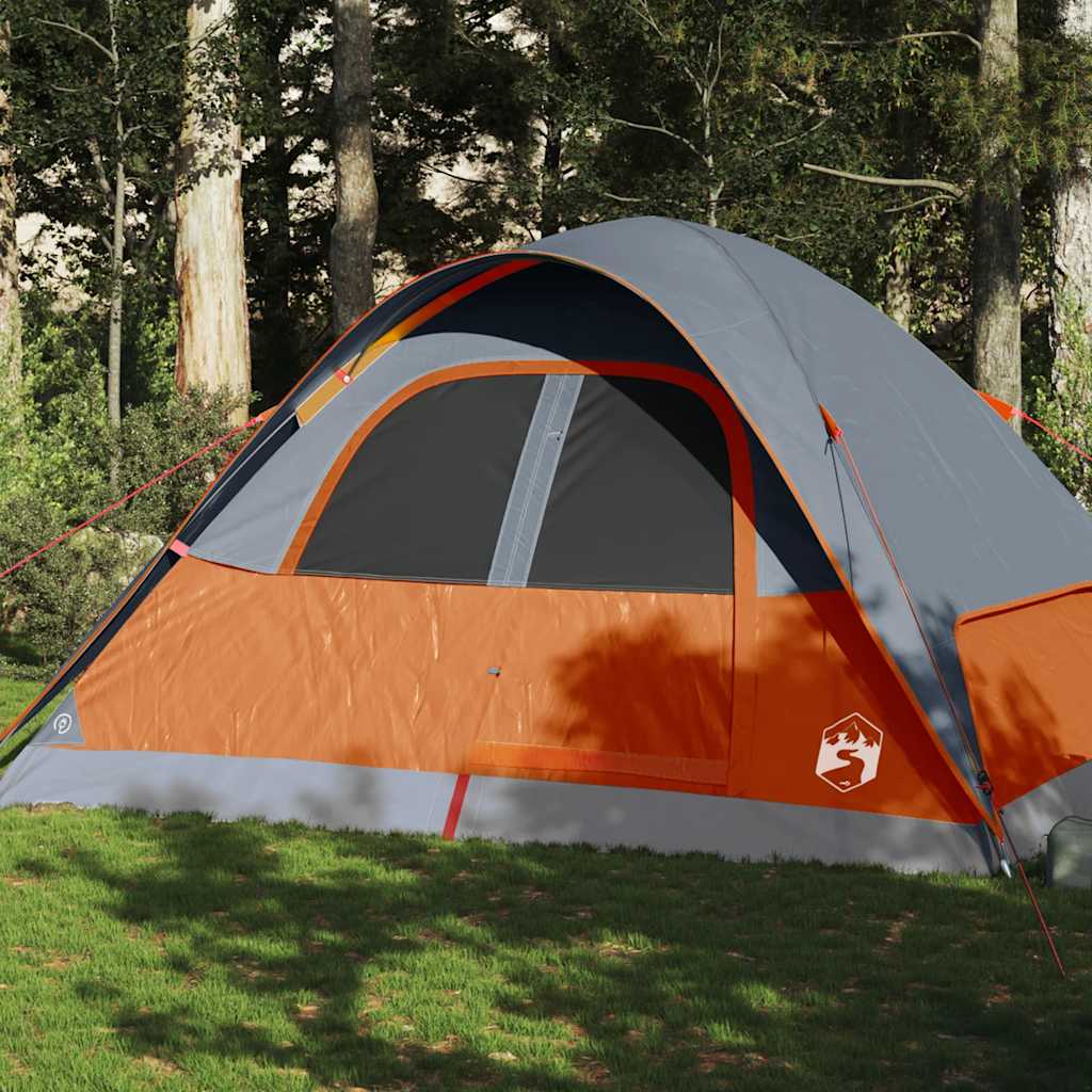 vidaXL Tienda familiar con cúpula para 6 personas impermeable naranja