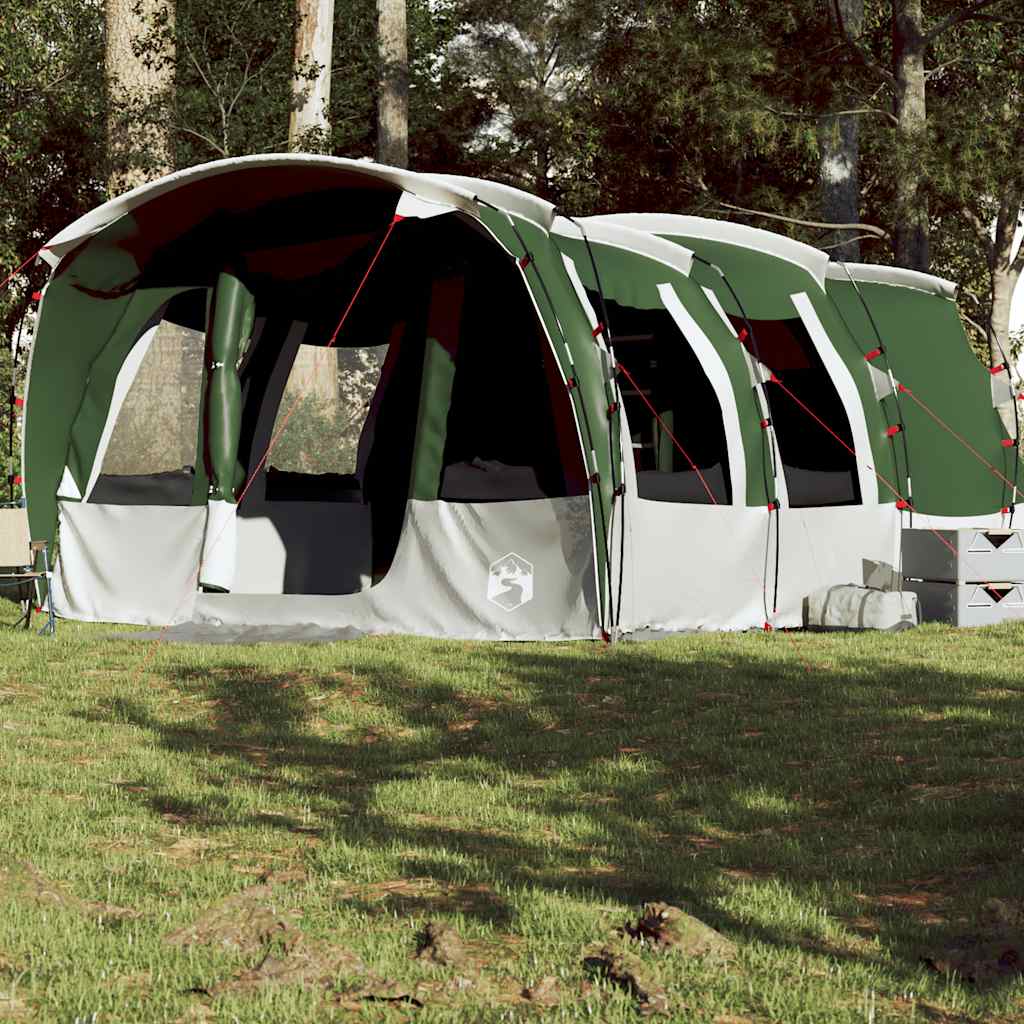 vidaXL Tienda de campaña familiar túnel 8 personas impermeable verde