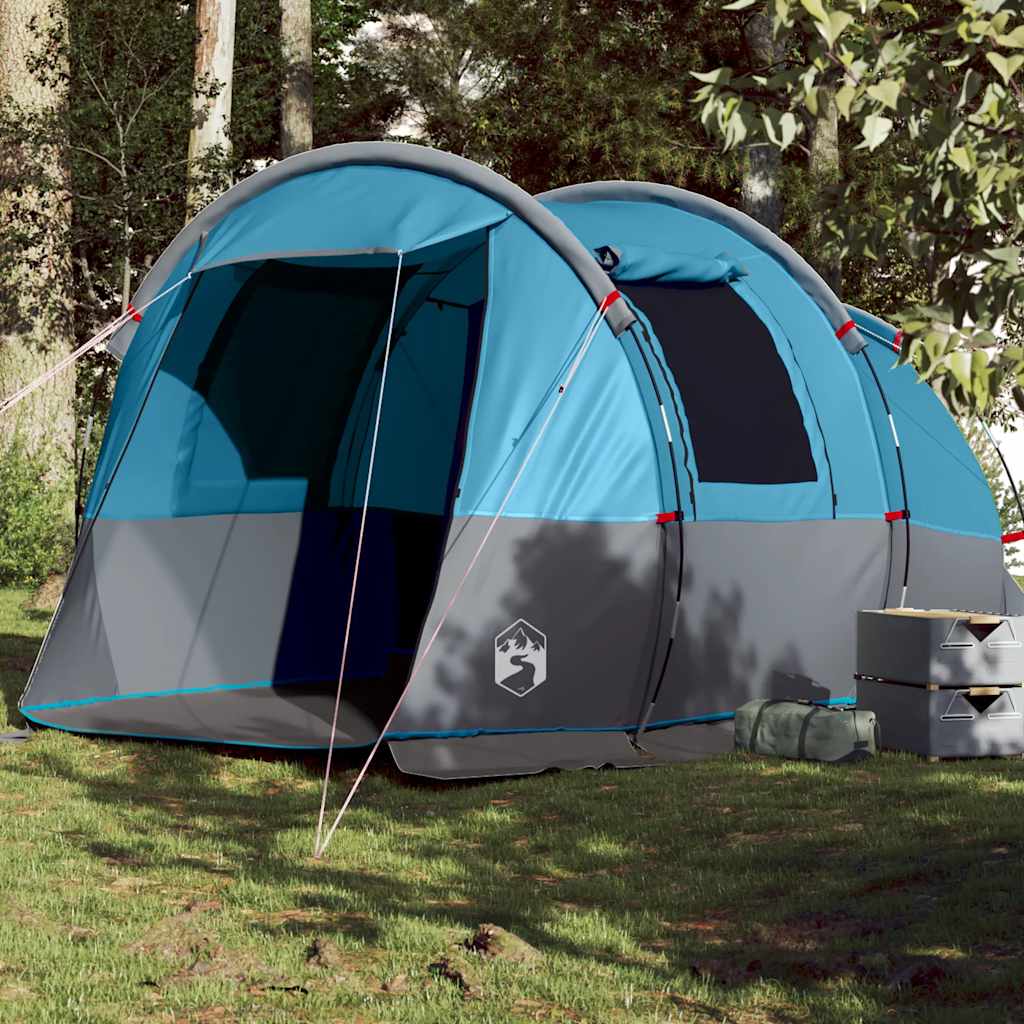 vidaXL Tienda de campaña túnel para 4 personas impermeable azul