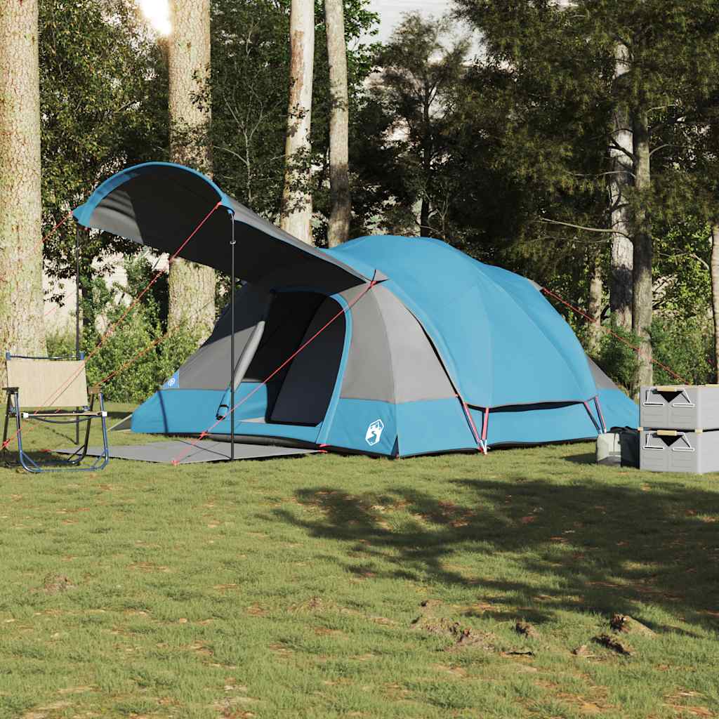 vidaXL Tienda de campaña familiar túnel 8 personas impermeable azul