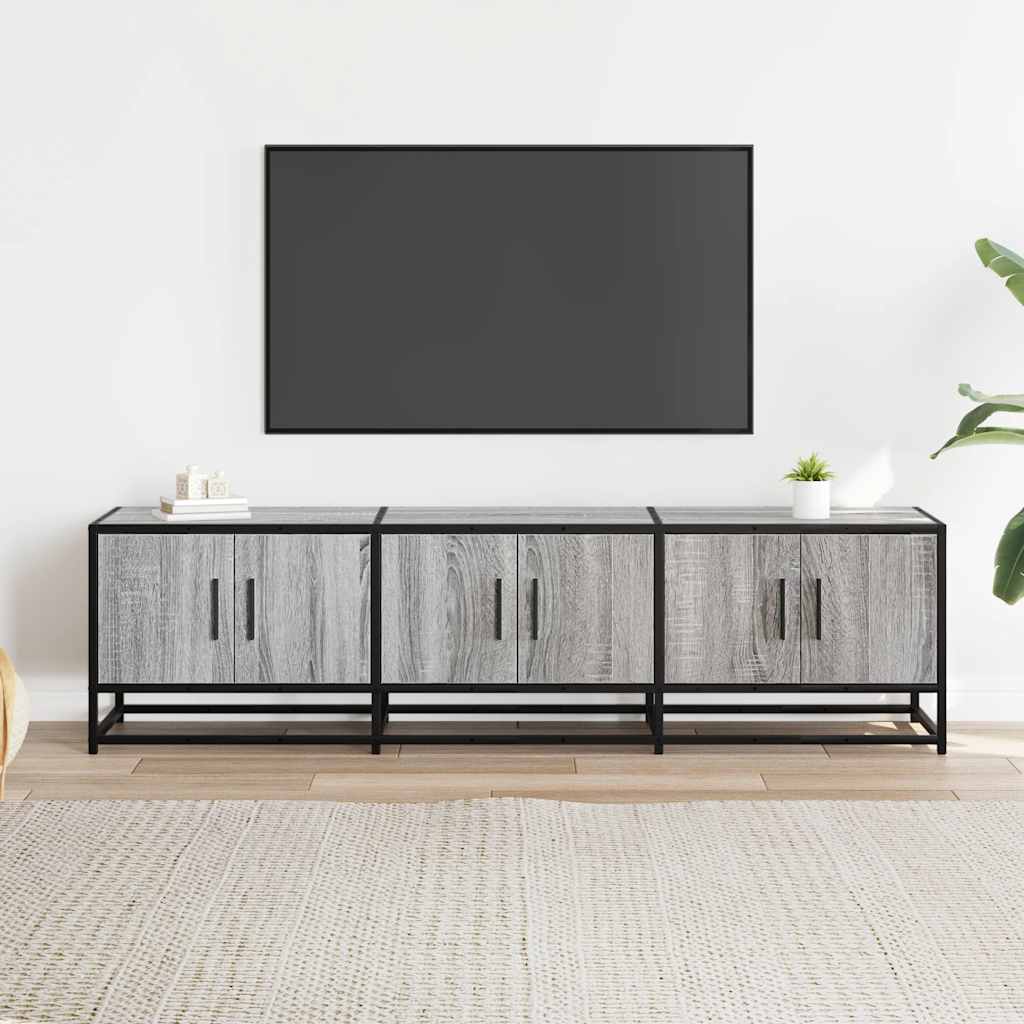 vidaXL Mueble TV madera ingeniería y metal gris Sonoma 150x35x41 cm - Image 3