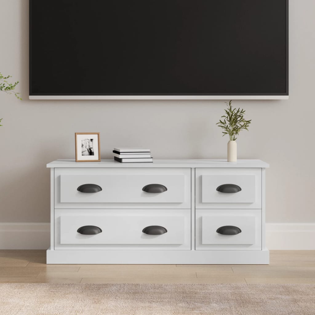 vidaXL Mueble de TV madera contrachapada blanco brillo 100x35,5x45 cm