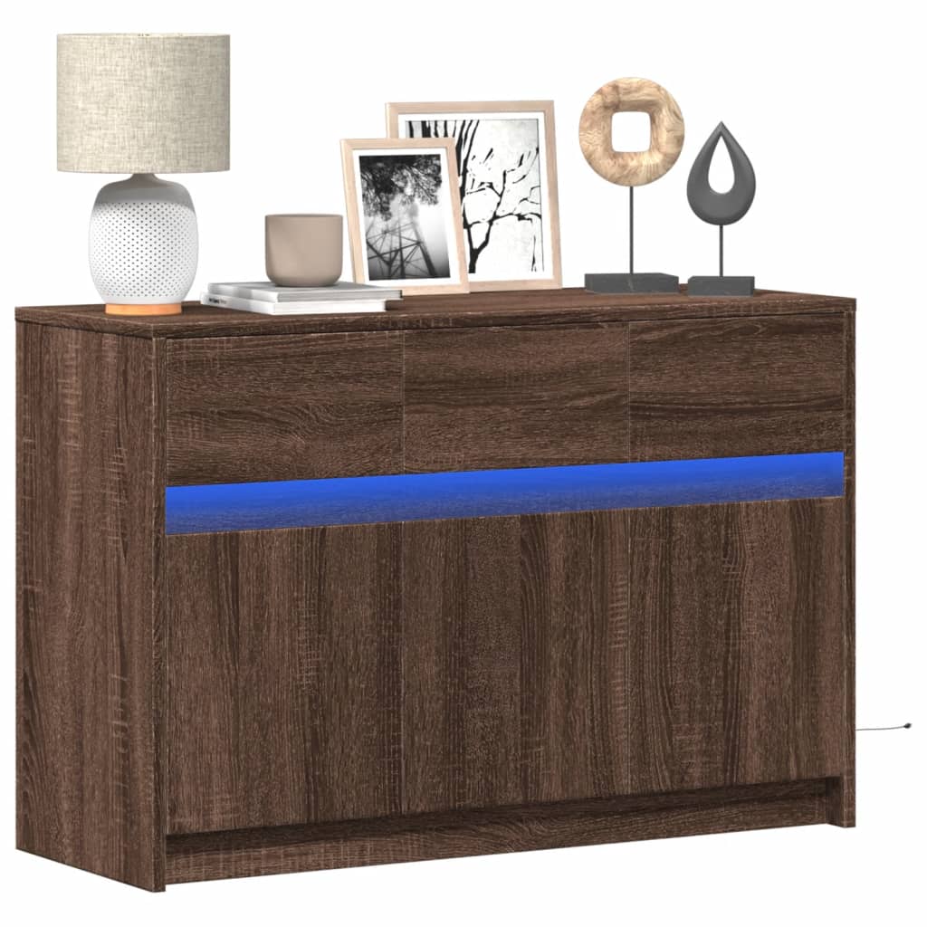 vidaXL Mueble de TV LED madera ingeniería marrón roble 91x34x61 cm