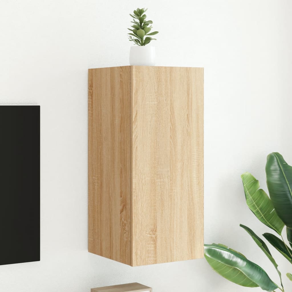 vidaXL Mueble de TV de pared con luces LED roble Sonoma 30,5x35x70 cm