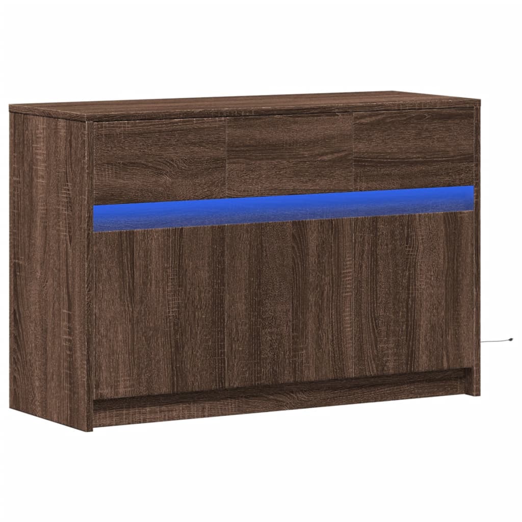 vidaXL Mueble de TV LED madera ingeniería marrón roble 91x34x61 cm - Image 3