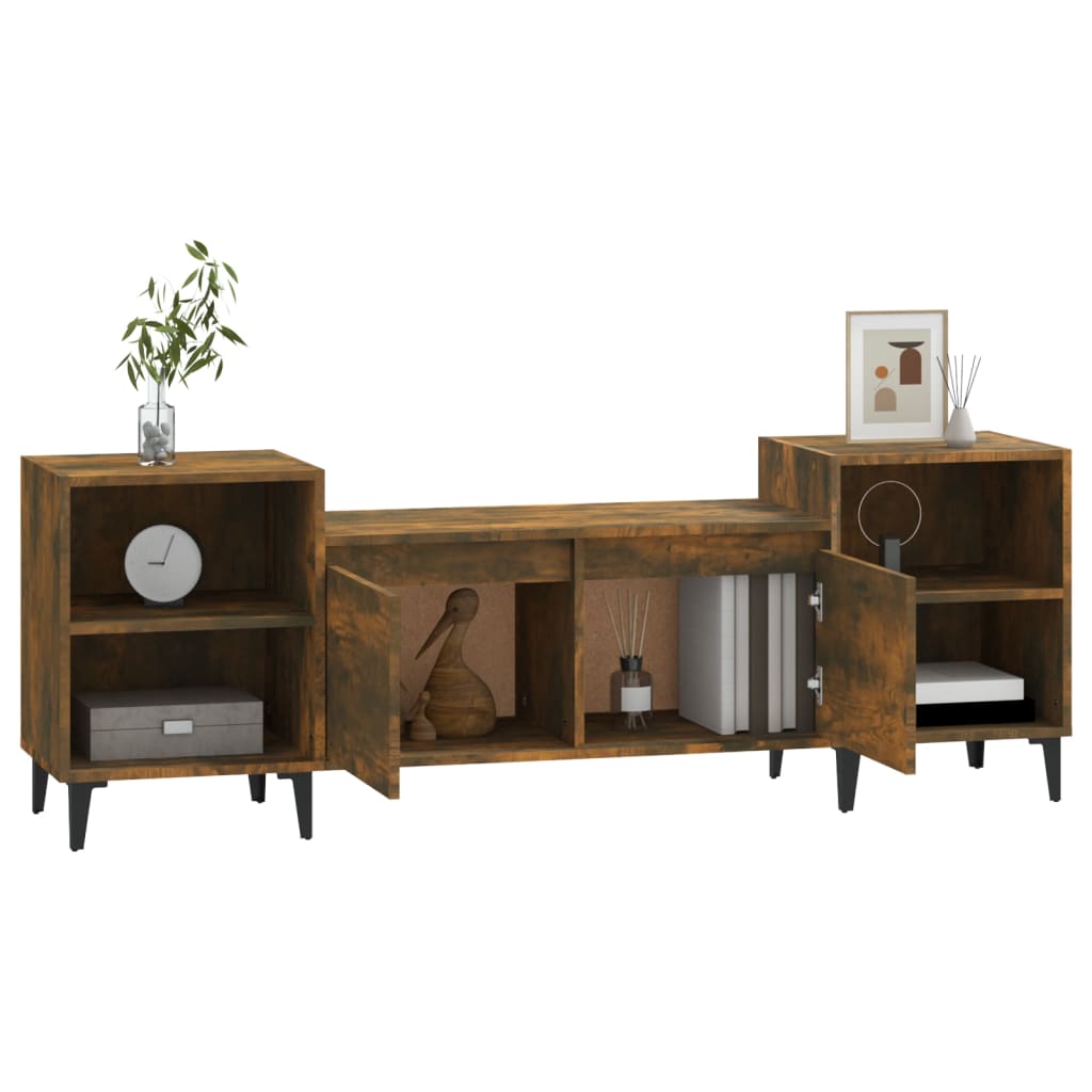 vidaXL Mueble para TV madera contrachapada roble ahumado 160x35x55 cm - Image 4