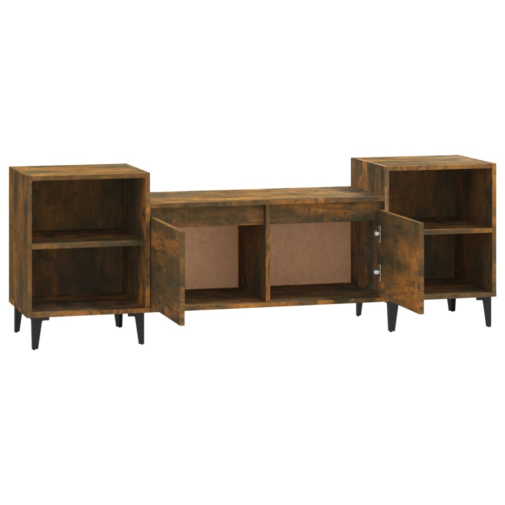 vidaXL Mueble para TV madera contrachapada roble ahumado 160x35x55 cm - Image 6