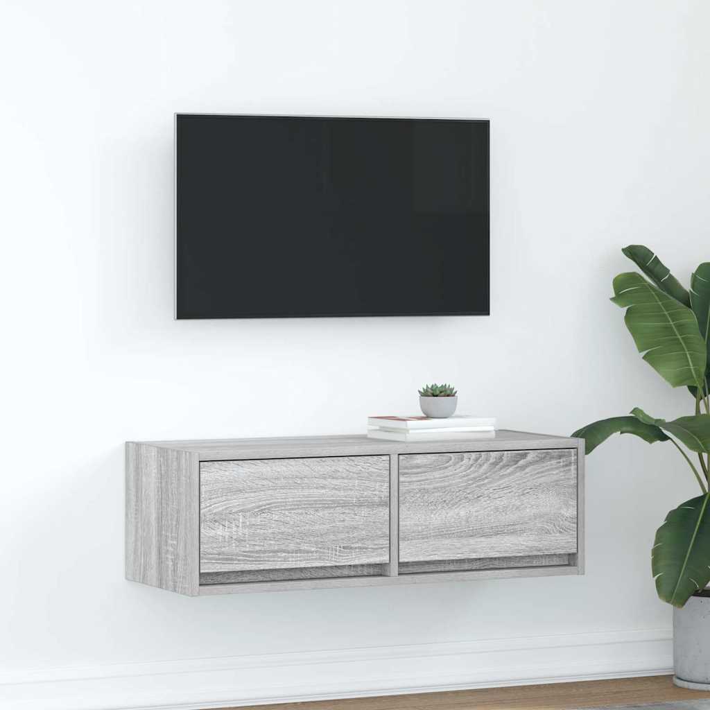 vidaXL Mueble de TV madera de ingeniería gris Sonoma 80x31x25,5 cm