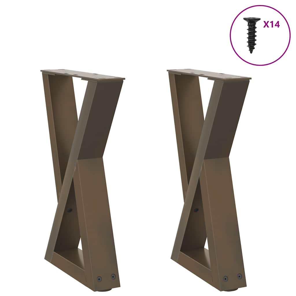 vidaXL Patas para mesa de centro (2 unidades), acero natural, 38 x 42-43,3 cm.