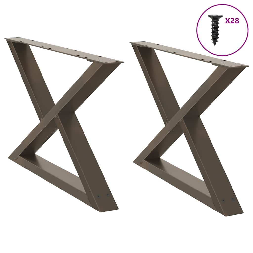 vidaXL Patas para mesa de centro (2 unidades), acero natural, 70 x (42-43,3) cm.