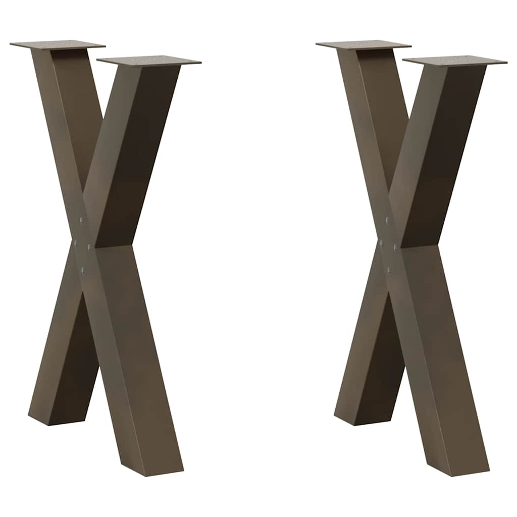 vidaXL Patas para mesa de comedor en forma de X (2 unidades, acero natural, 60 x 72-73 cm)