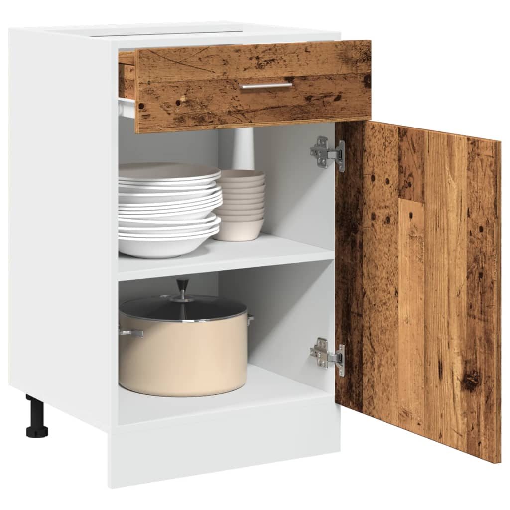 vidaXL Mueble bajo con cajón "Lyon" de, madera vieja, 50x46x81,5 cm, madera de ingeniería