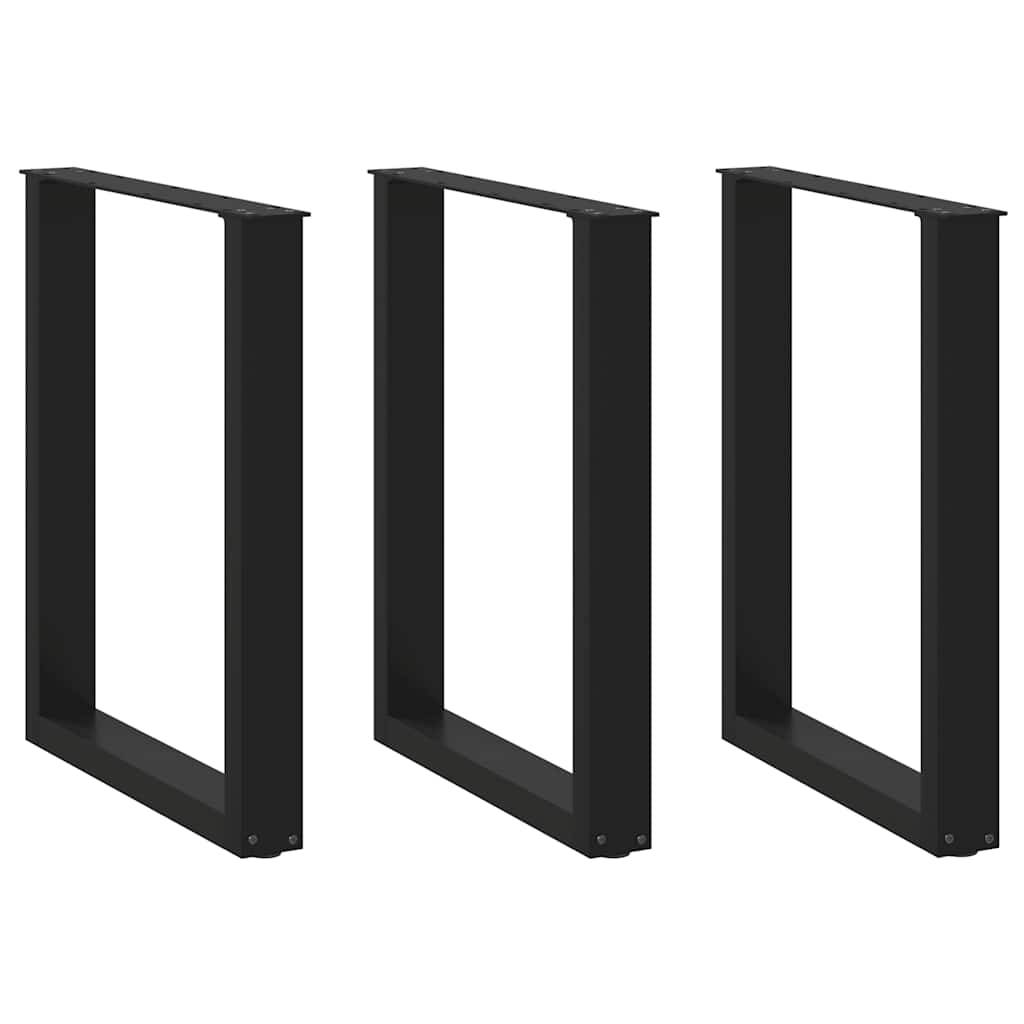 vidaXL Patas para mesa de comedor en forma de U (3 unidades), color negro, 70 x (72-73) cm, acero