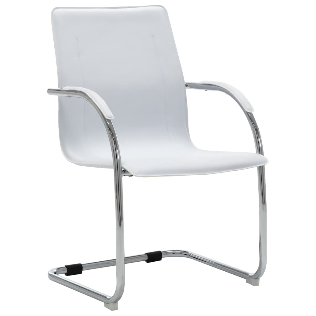 vidaXL Silla de oficina voladiza de cuero sintético blanco