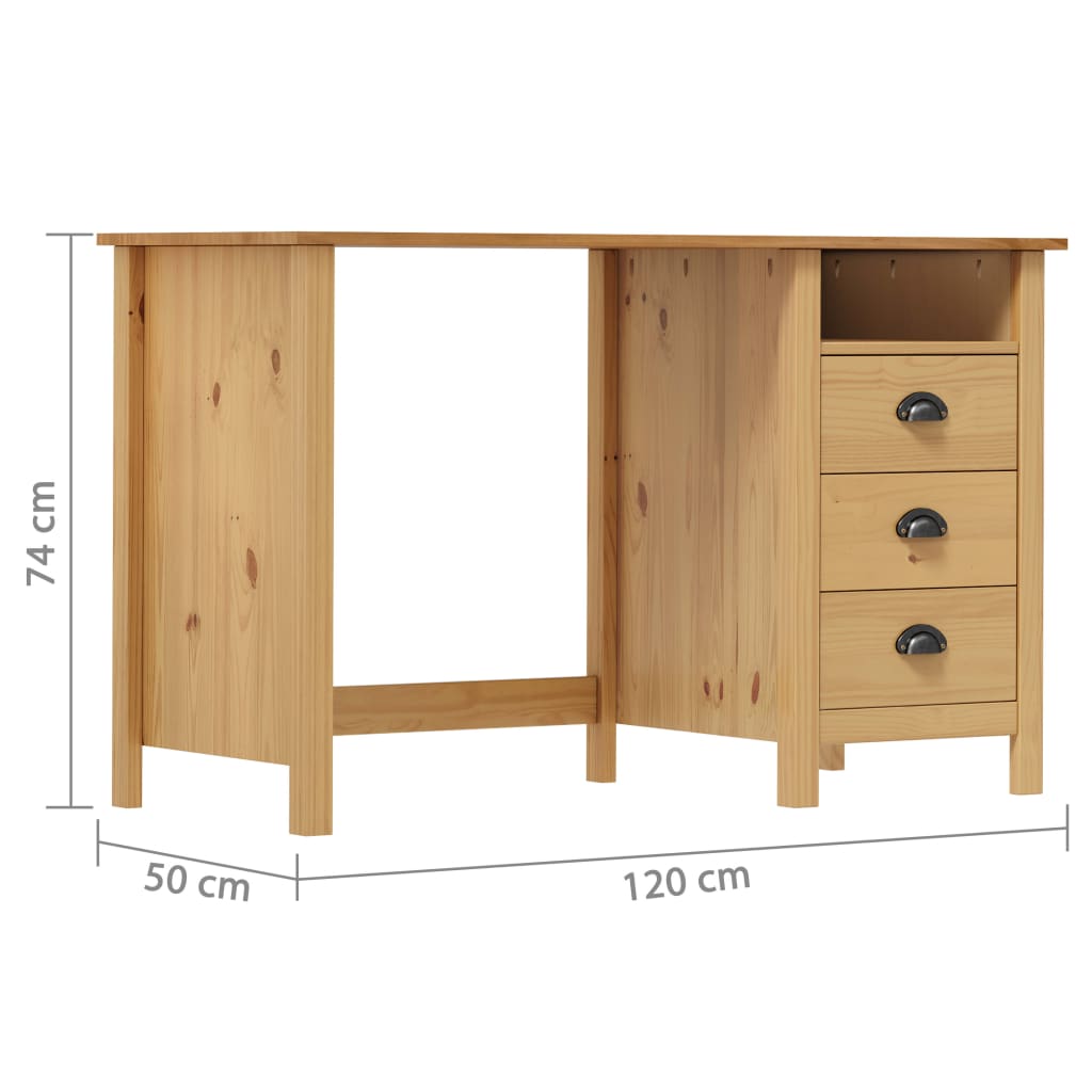 vidaXL Escritorio Hill con 3 cajones madera de pino 120x50x74 cm - Image 6